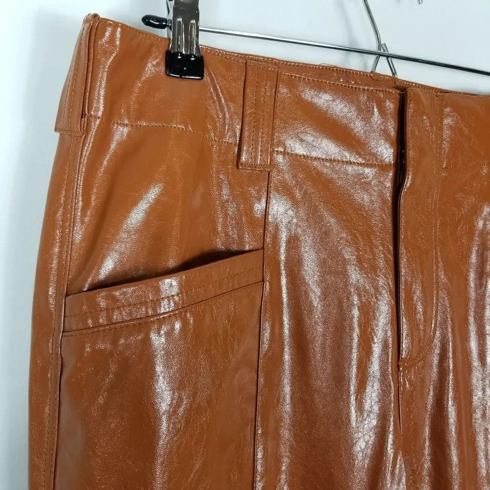 Free People  Women Star Crossed Lovers Vegan‎ Pants   Straight Leg  Brown